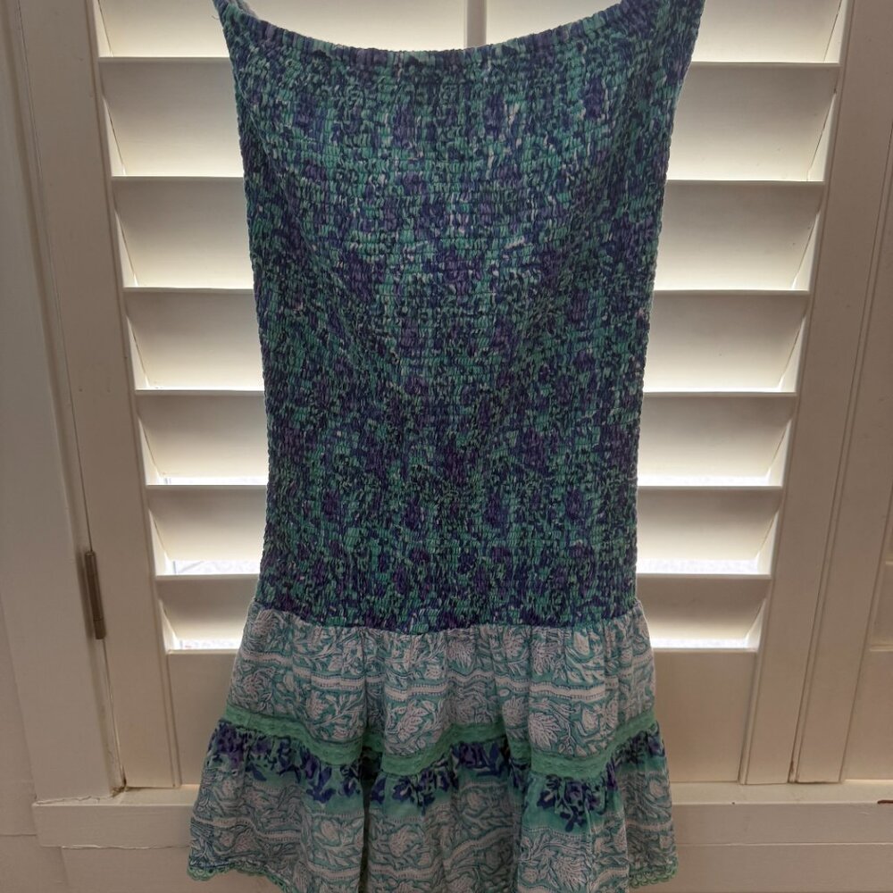Alicia Bell strapless mini dress in blue tones, size S - Picture 5 of 7